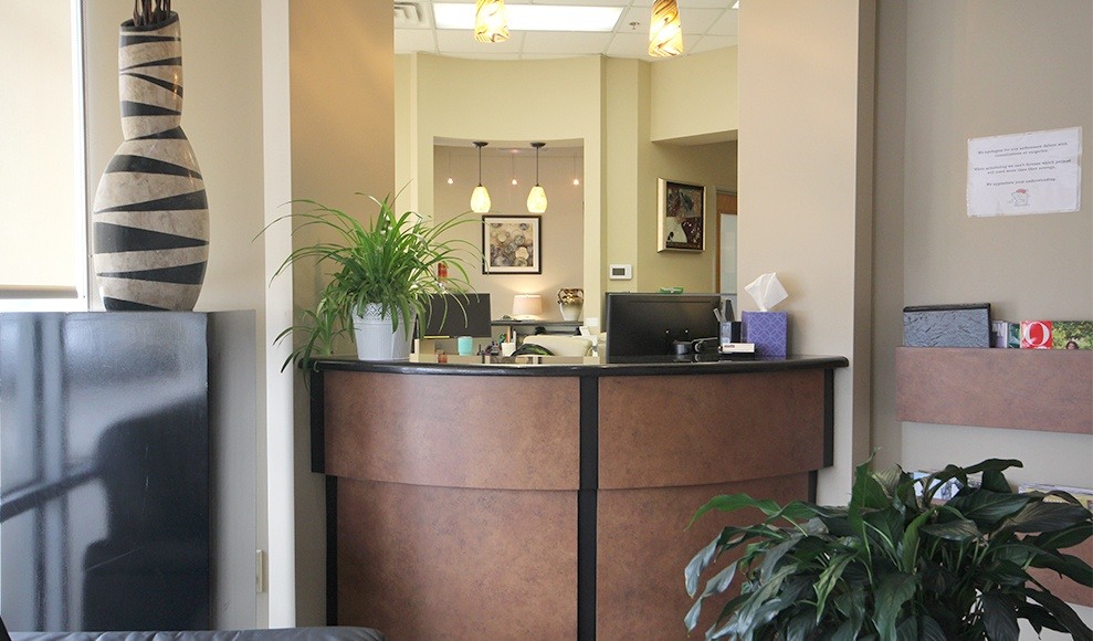 Reception desk at Dallas oral surgery office