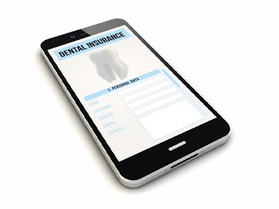 Dental insurance form displayed on smart phone